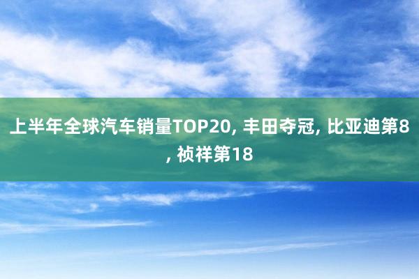 上半年全球汽车销量TOP20, 丰田夺冠, 比亚迪第8, 祯祥第18