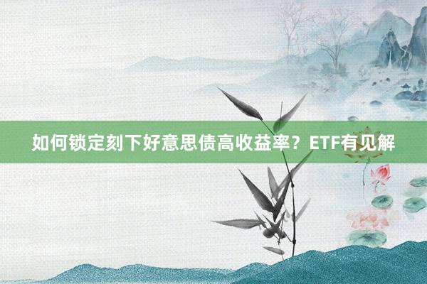 如何锁定刻下好意思债高收益率？ETF有见解